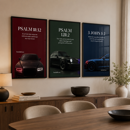 Psalm 128:2 Christian Car Wall Art | Premium Framed Scripture Print for Men