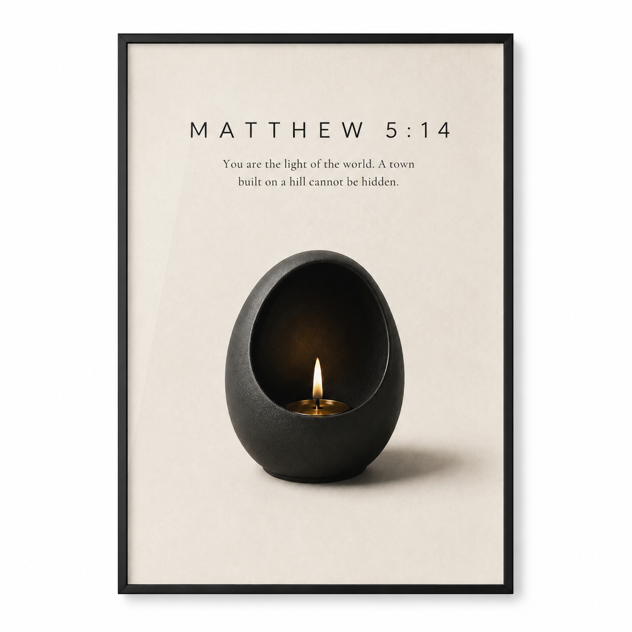 Matthew 5:14 Christian Wall Art | You Are the Light of the World | Premium Metal Framed Print