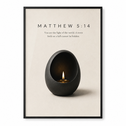 Matthew 5:14 Christian Wall Art | You Are the Light of the World | Premium Metal Framed Print