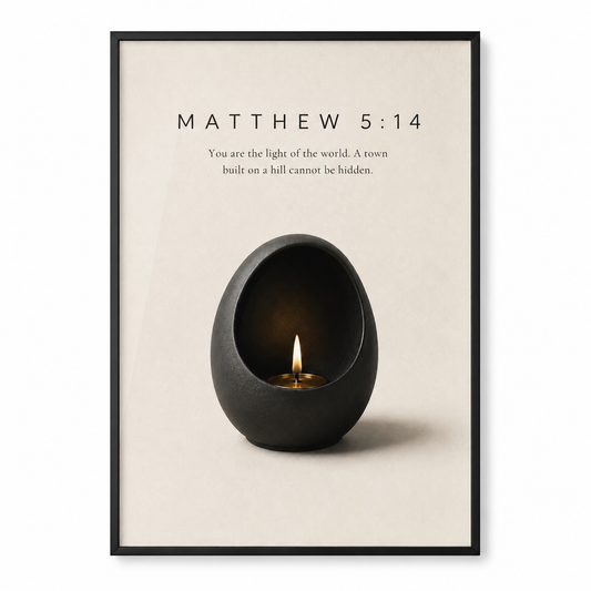 Matthew 5:14 Christian Wall Art | You Are the Light of the World | Premium Metal Framed Print