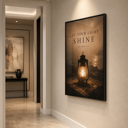Let Your Light Shine – Matthew 5:16 Christian Wall Art | Premium Wooden Framed Scripture Print