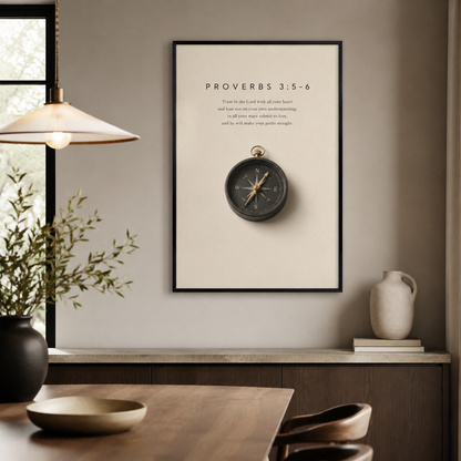Proverbs 3:5–6 Christian Wall Art | Trust in the Lord | Premium Metal Framed Print