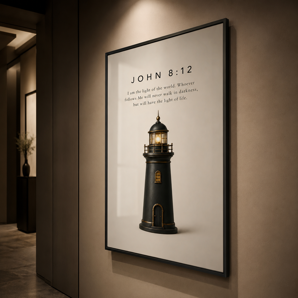 John 8:12 Christian Wall Art | I Am the Light of the World | Premium Metal Framed Print