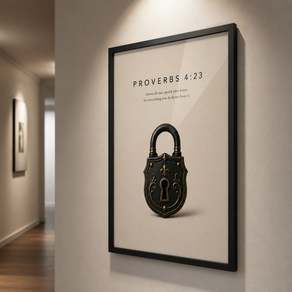 Proverbs 4:23 Christian Wall Art | Guard Your Heart | Premium Metal Framed Print