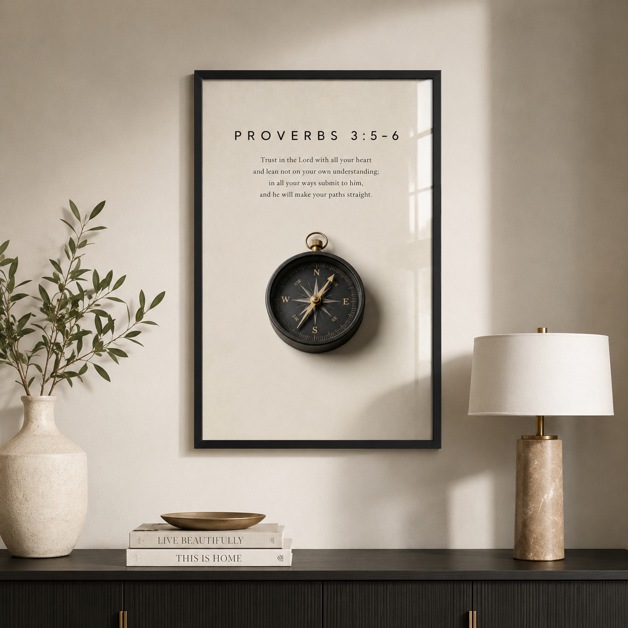 Proverbs 3:5–6 Christian Wall Art | Trust in the Lord | Premium Metal Framed Print