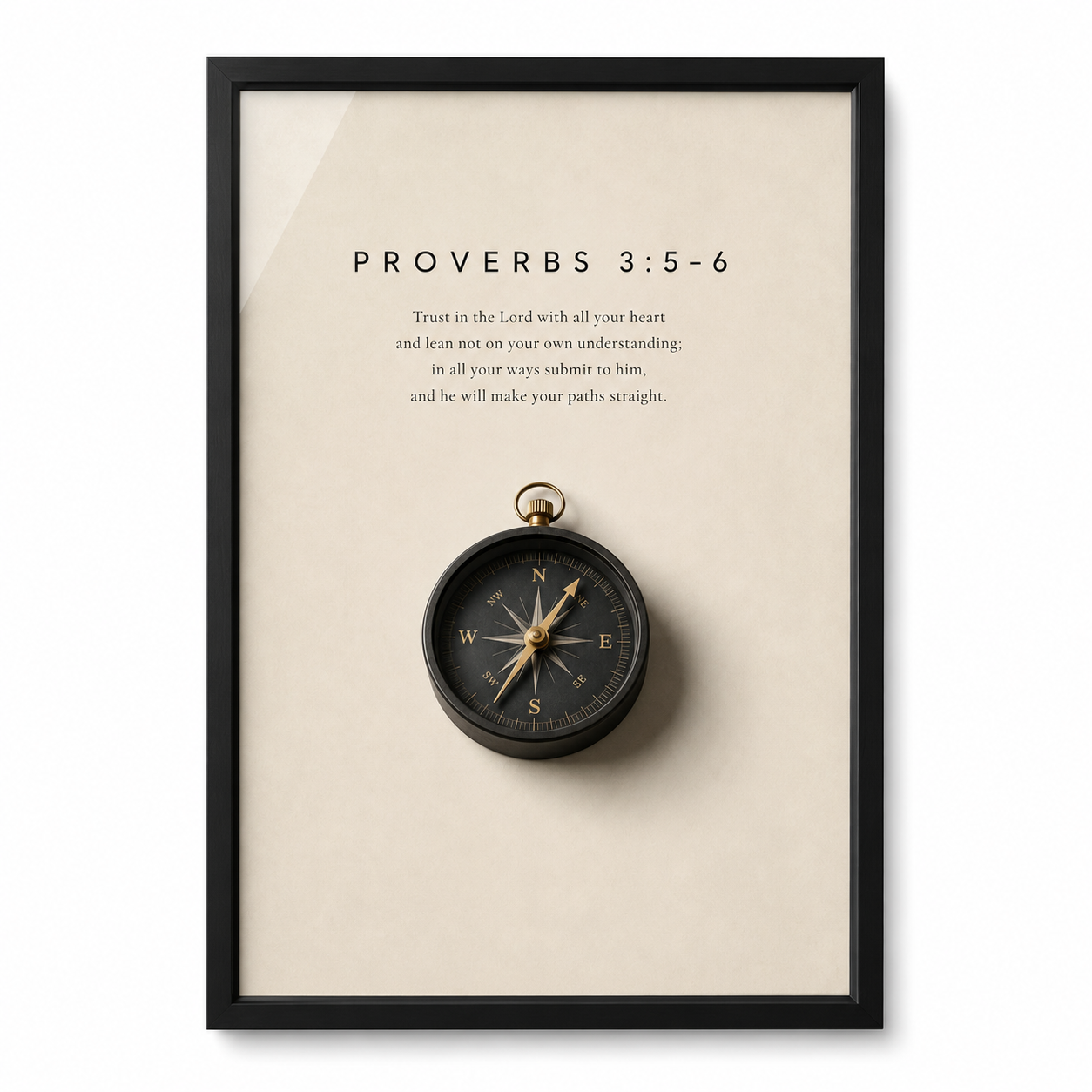 Proverbs 3:5–6 Christian Wall Art | Trust in the Lord | Premium Metal Framed Print