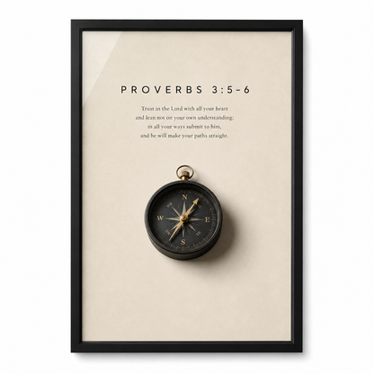 Proverbs 3:5–6 Christian Wall Art | Trust in the Lord | Premium Metal Framed Print