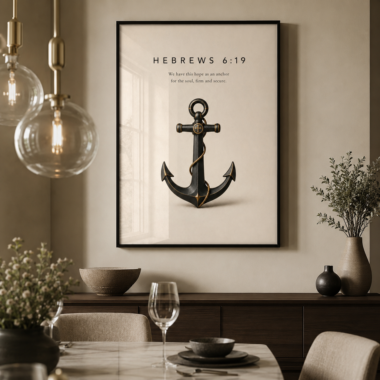 Hebrews 6:19 Christian Wall Art | Anchor for the Soul | Premium Metal Framed Print