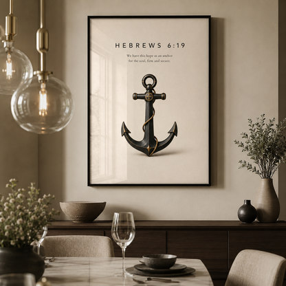 Hebrews 6:19 Christian Wall Art | Anchor for the Soul | Premium Metal Framed Print