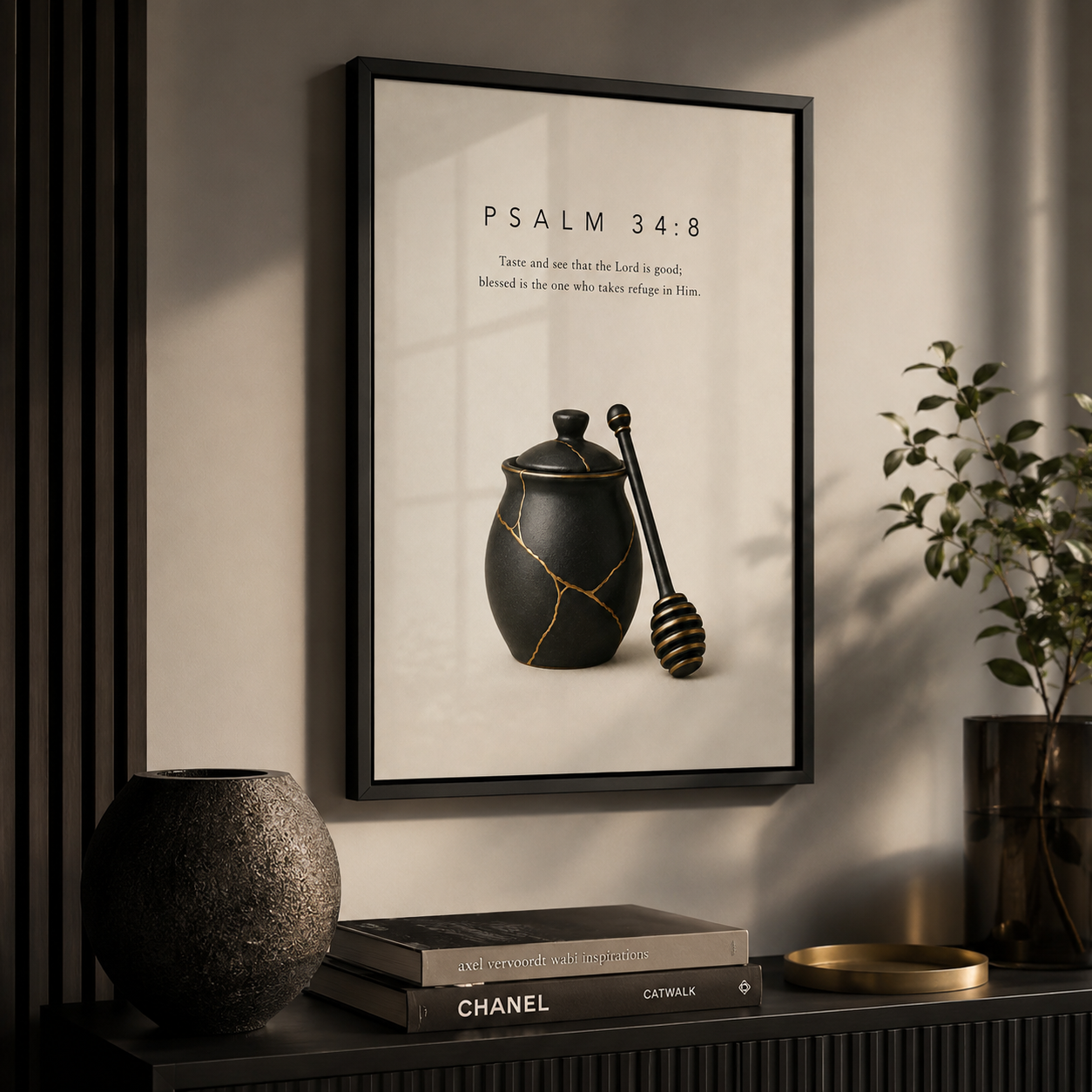 Psalm 34:8 Christian Wall Art | Taste and See the Lord Is Good | Premium Metal Framed Print