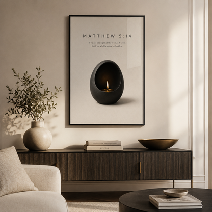 Matthew 5:14 Christian Wall Art | You Are the Light of the World | Premium Metal Framed Print
