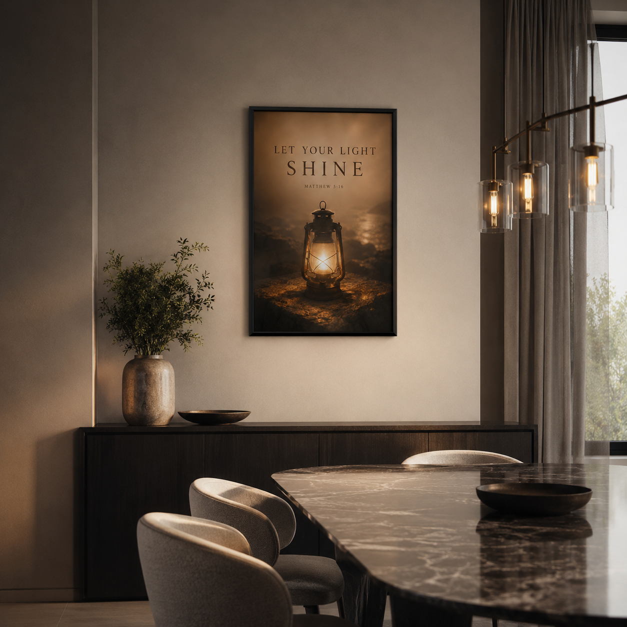 Let Your Light Shine – Matthew 5:16 Christian Wall Art | Premium Wooden Framed Scripture Print