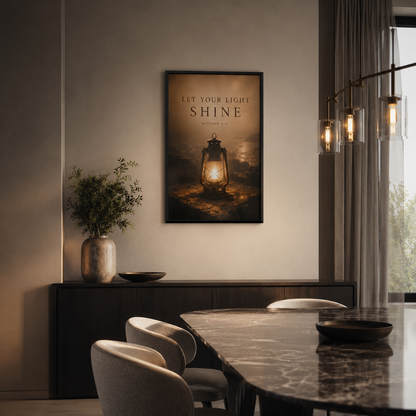 Let Your Light Shine – Matthew 5:16 Christian Wall Art | Premium Wooden Framed Scripture Print