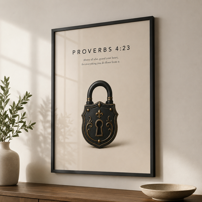 Proverbs 4:23 Christian Wall Art | Guard Your Heart | Premium Metal Framed Print