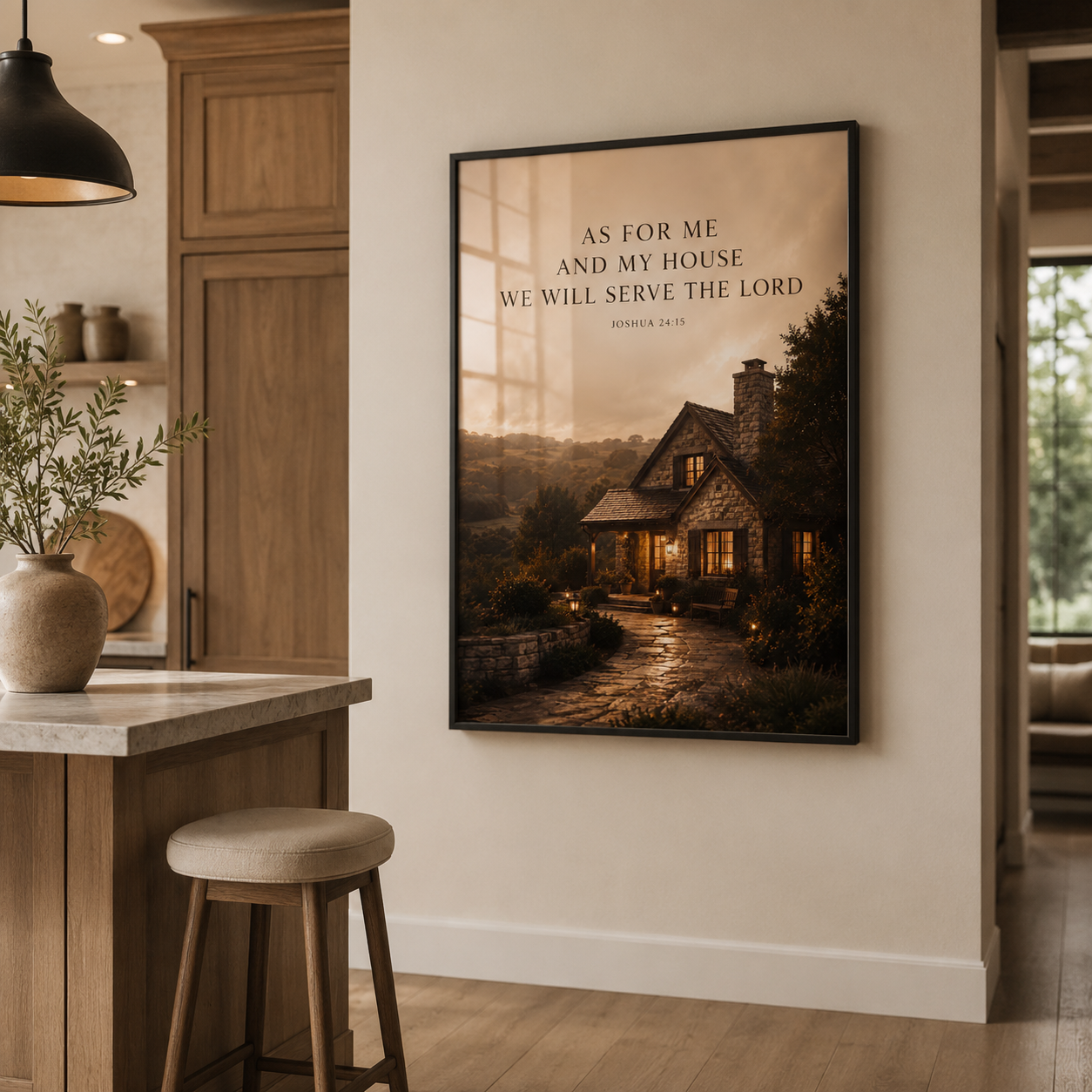 As for Me and My House – Joshua 24:15 Christian Wall Art | Premium Wooden Framed Scripture Print