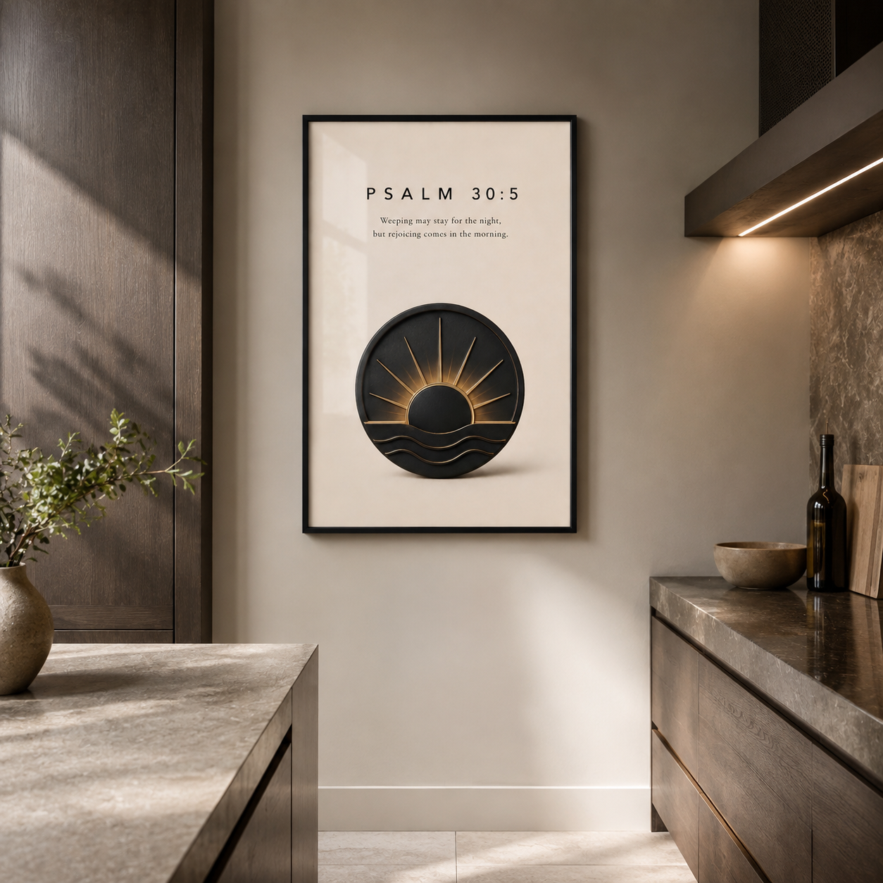 Psalm 30:5 Christian Wall Art | Rejoicing Comes in the Morning | Premium Metal Framed Print