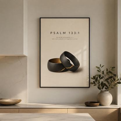 Psalm 133:1 Christian Wall Art | How Good and Pleasant It Is | Premium Metal Framed Print