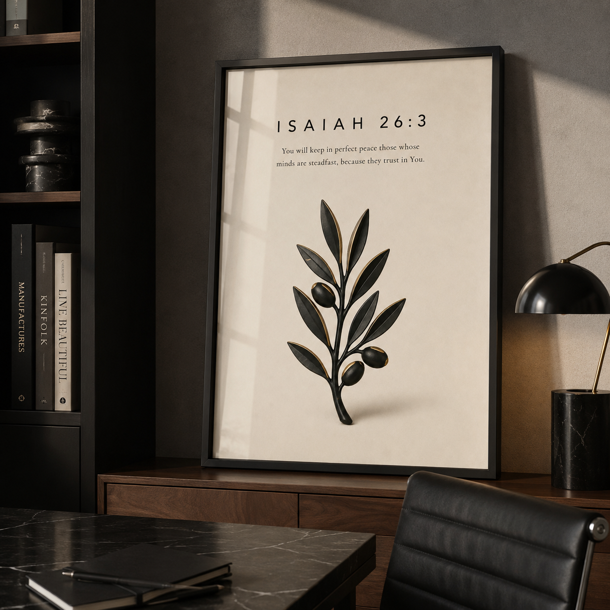 Isaiah 26:3 Christian Wall Art | Perfect Peace | Premium Metal Framed Print
