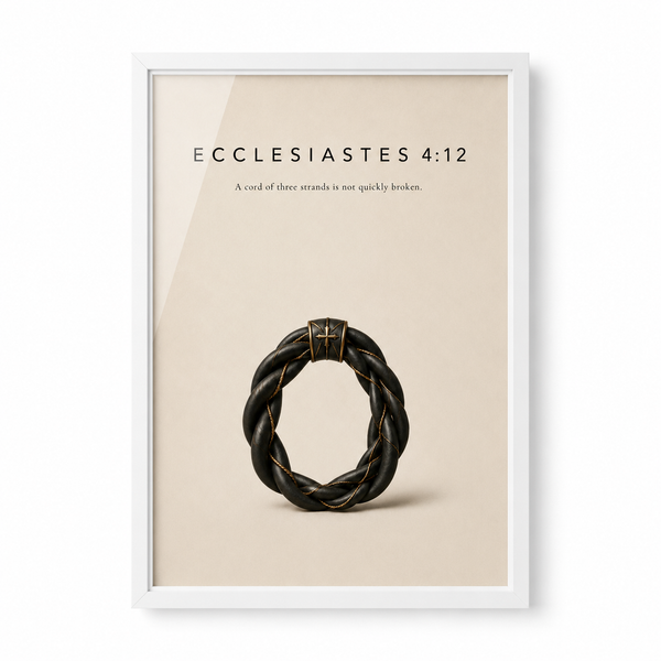 Ecclesiastes 4:12 Christian Wall Art | A Cord of Three Strands | Premium Metal Framed Print