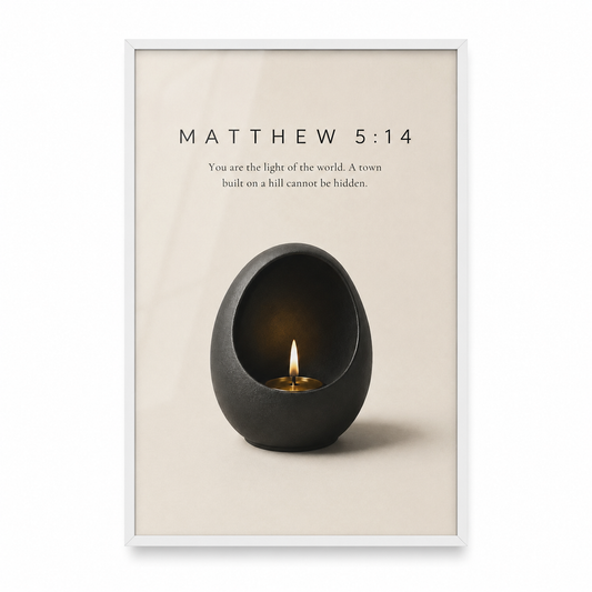 Matthew 5:14 Christian Wall Art | You Are the Light of the World | Premium Metal Framed Print