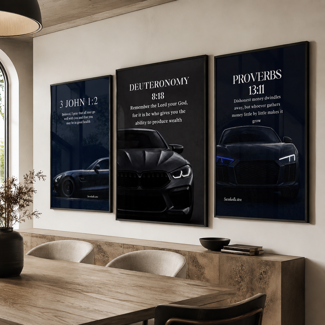 Deuteronomy 8:18 Christian Luxury Car Wall Art | Premium Metal Framed Bible Verse Print