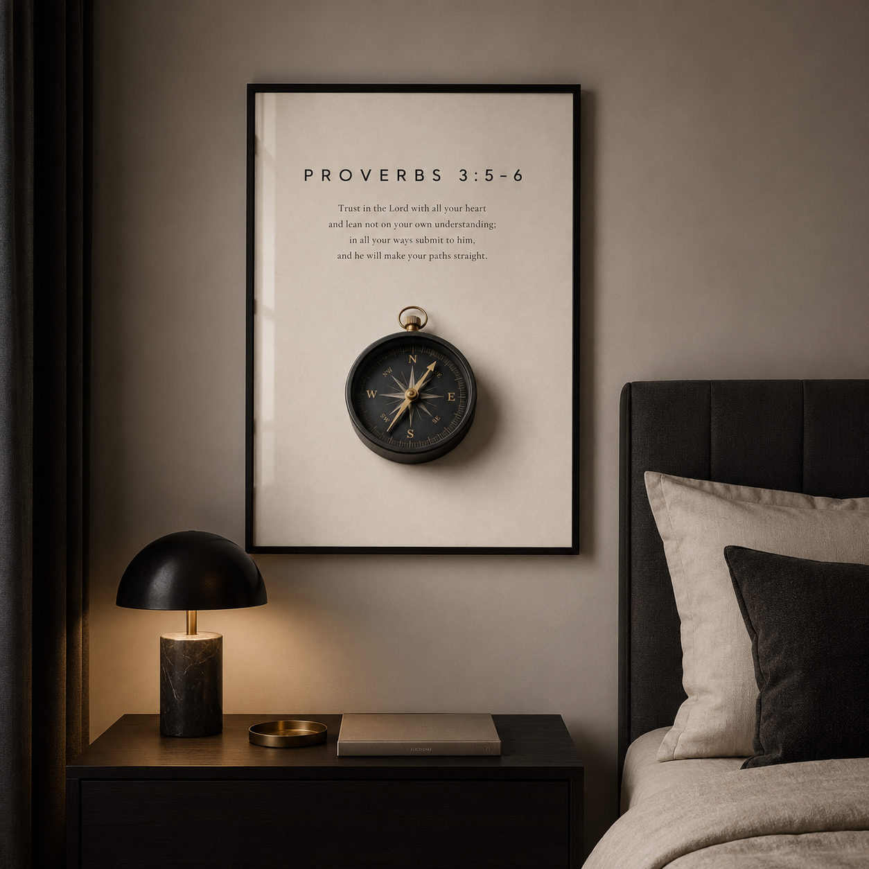 Proverbs 3:5–6 Christian Wall Art | Trust in the Lord | Premium Metal Framed Print