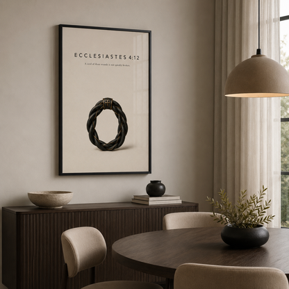Ecclesiastes 4:12 Christian Wall Art | A Cord of Three Strands | Premium Metal Framed Print