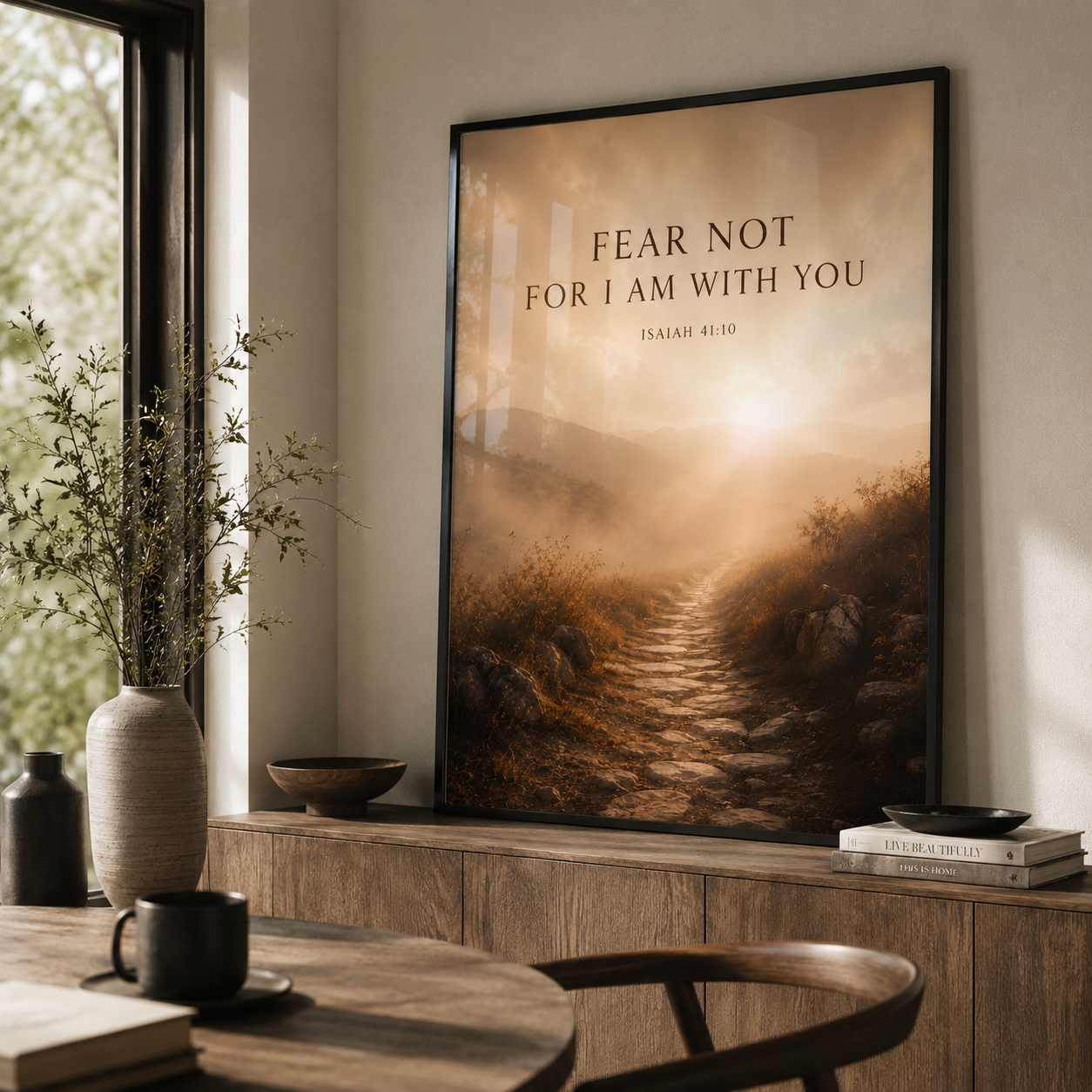 Fear Not, For I Am With You – Isaiah 41:10 Christian Wall Art | Premium Wooden Framed Scripture Print