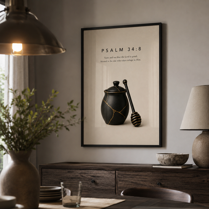 Psalm 34:8 Christian Wall Art | Taste and See the Lord Is Good | Premium Metal Framed Print