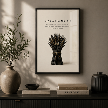 Galatians 6:9 Christian Wall Art | Do Not Grow Weary | Premium Metal Framed Print