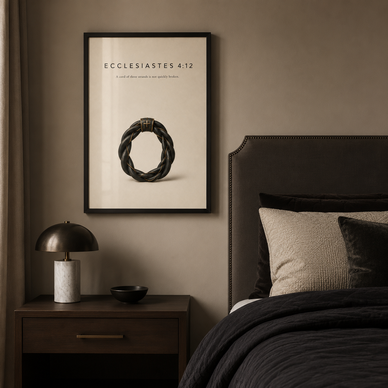 Ecclesiastes 4:12 Christian Wall Art | A Cord of Three Strands | Premium Metal Framed Print