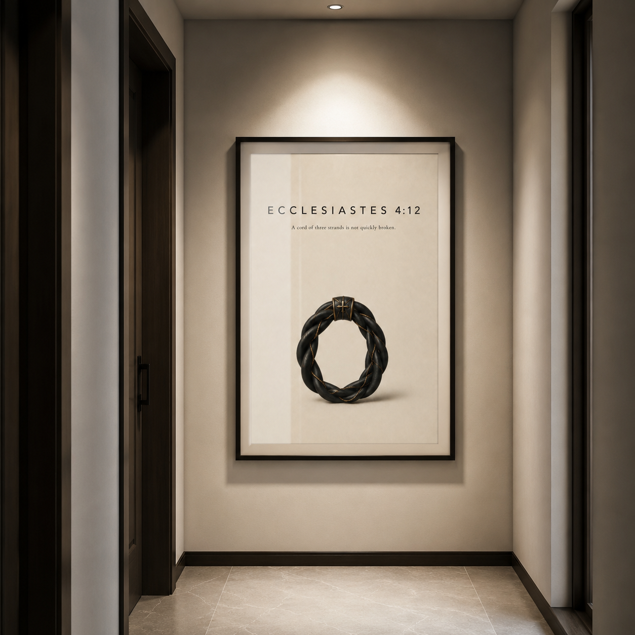 Ecclesiastes 4:12 Christian Wall Art | A Cord of Three Strands | Premium Metal Framed Print