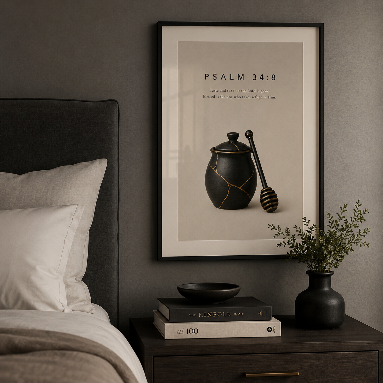 Psalm 34:8 Christian Wall Art | Taste and See the Lord Is Good | Premium Metal Framed Print