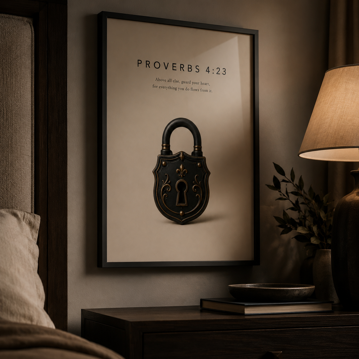 Proverbs 4:23 Christian Wall Art | Guard Your Heart | Premium Metal Framed Print