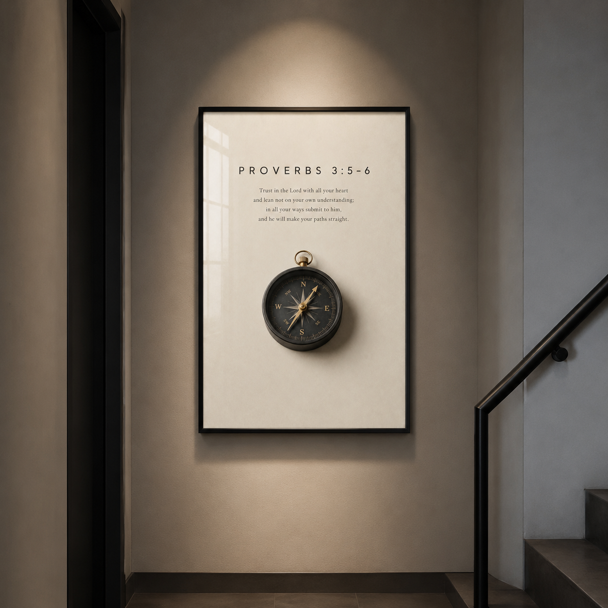 Proverbs 3:5–6 Christian Wall Art | Trust in the Lord | Premium Metal Framed Print