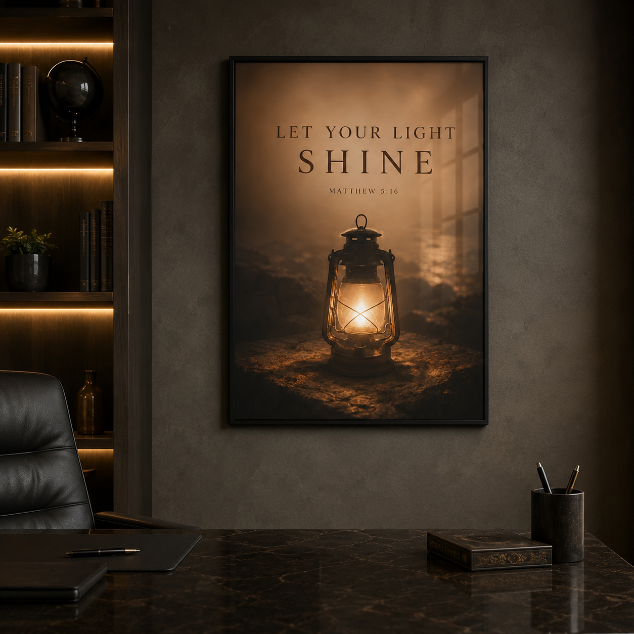 Let Your Light Shine – Matthew 5:16 Christian Wall Art | Premium Wooden Framed Scripture Print