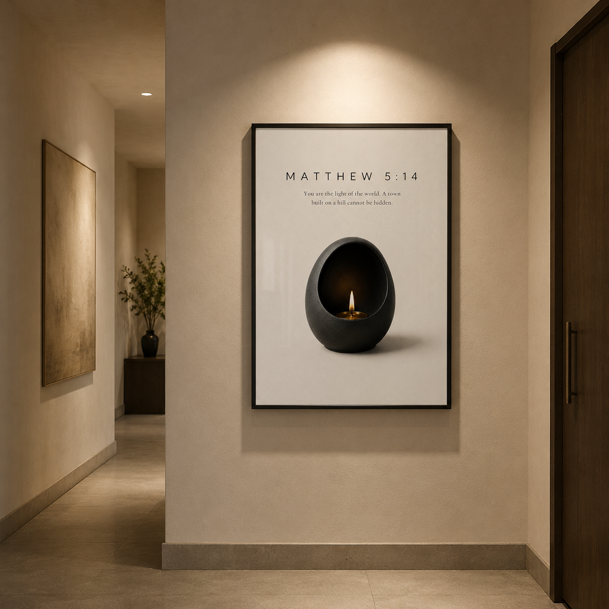 Matthew 5:14 Christian Wall Art | You Are the Light of the World | Premium Metal Framed Print
