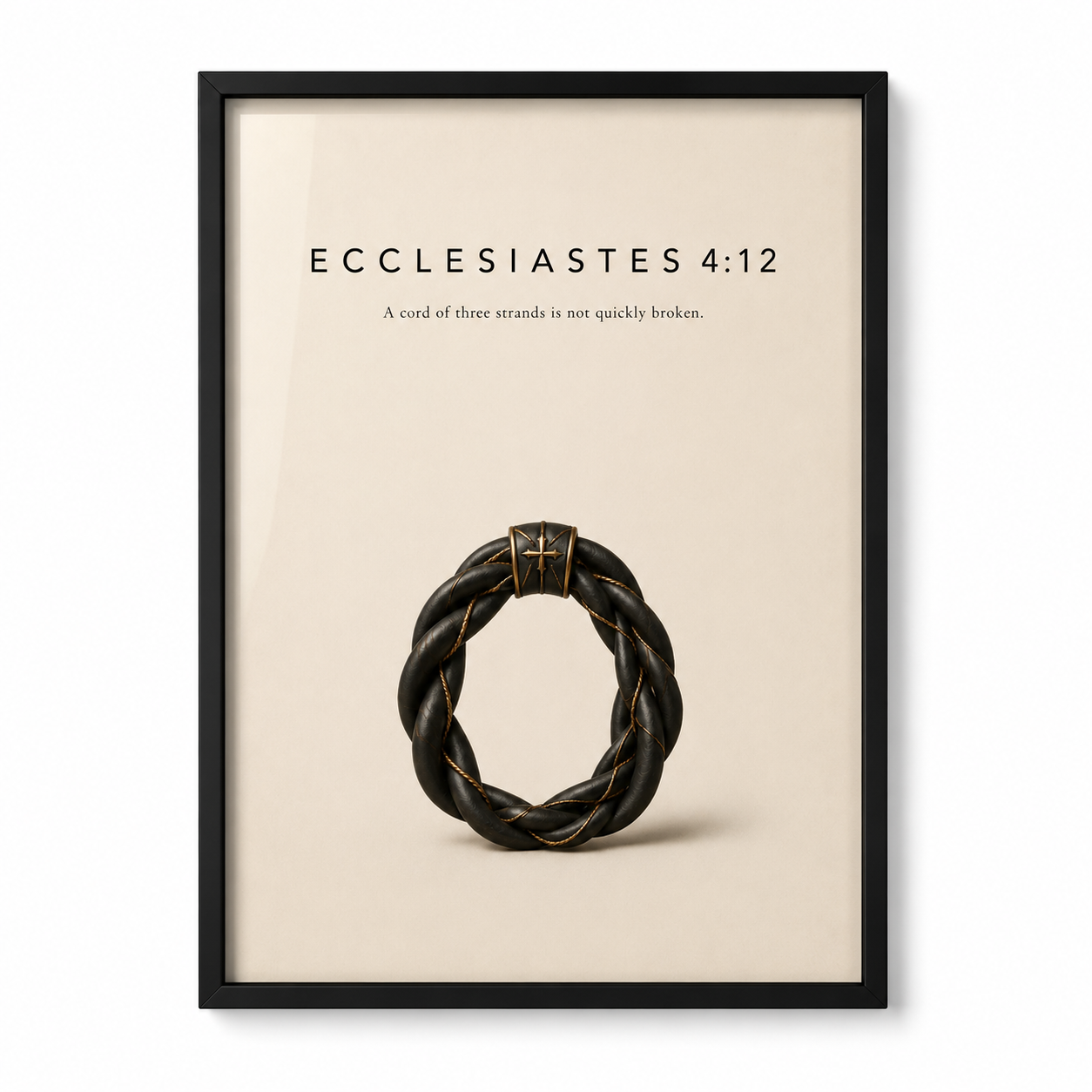 Ecclesiastes 4:12 Christian Wall Art | A Cord of Three Strands | Premium Metal Framed Print