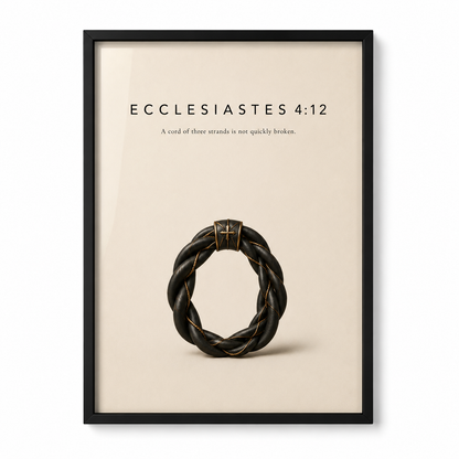Ecclesiastes 4:12 Christian Wall Art | A Cord of Three Strands | Premium Metal Framed Print