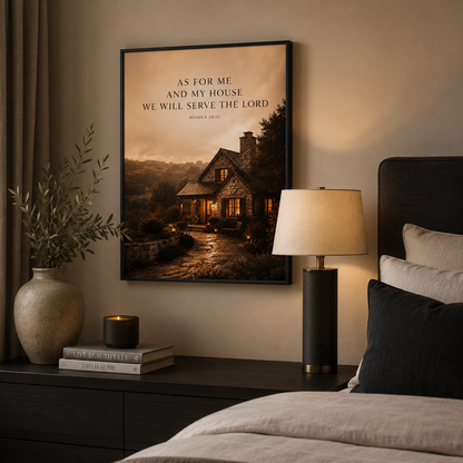 As for Me and My House – Joshua 24:15 Christian Wall Art | Premium Wooden Framed Scripture Print