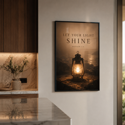 Let Your Light Shine – Matthew 5:16 Christian Wall Art | Premium Wooden Framed Scripture Print