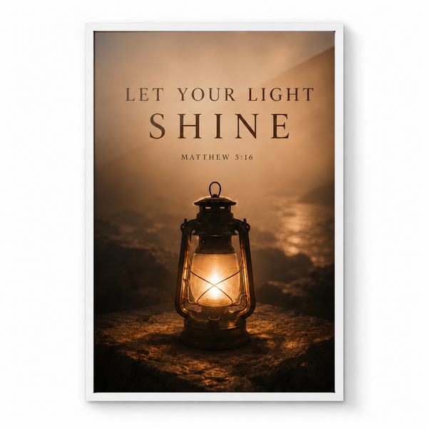 Let Your Light Shine – Matthew 5:16 Christian Wall Art | Premium Wooden Framed Scripture Print