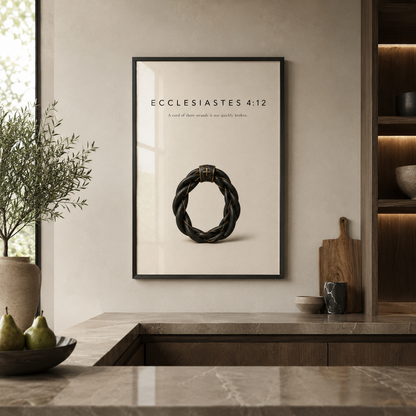 Ecclesiastes 4:12 Christian Wall Art | A Cord of Three Strands | Premium Metal Framed Print