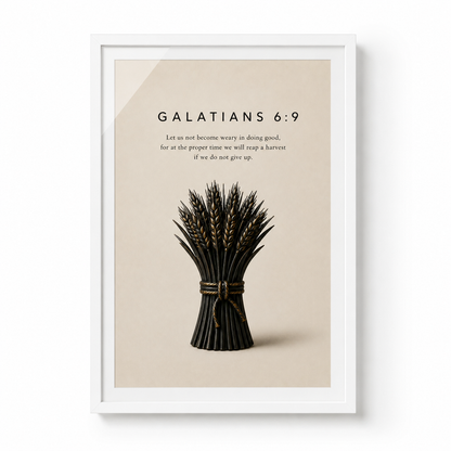 Galatians 6:9 Christian Wall Art | Do Not Grow Weary | Premium Metal Framed Print
