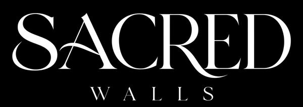 White text reading 'SACRED WALLS' centered on a solid black background.
