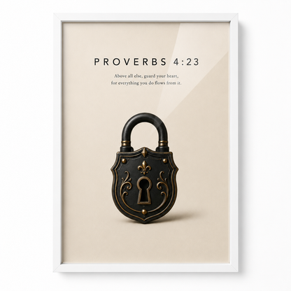 Proverbs 4:23 Christian Wall Art | Guard Your Heart | Premium Metal Framed Print