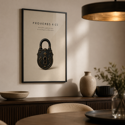 Proverbs 4:23 Christian Wall Art | Guard Your Heart | Premium Metal Framed Print