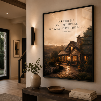 As for Me and My House – Joshua 24:15 Christian Wall Art | Premium Wooden Framed Scripture Print