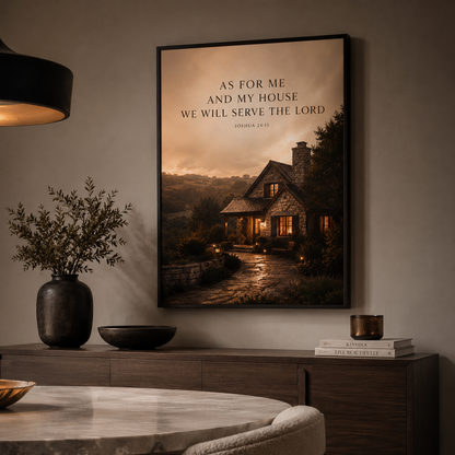As for Me and My House – Joshua 24:15 Christian Wall Art | Premium Wooden Framed Scripture Print