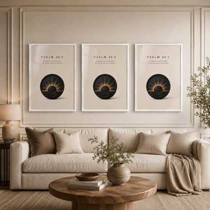 Psalm 30:5 Christian Wall Art | Rejoicing Comes in the Morning | Premium Metal Framed Print